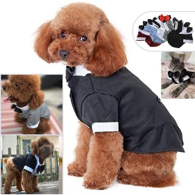 Formeel Smokingpak met Zwarte Vlinderdas voor Kleine Honden, Huisdierenkostuum, Huisdierspeelgoed, Kleding voor Poedels S