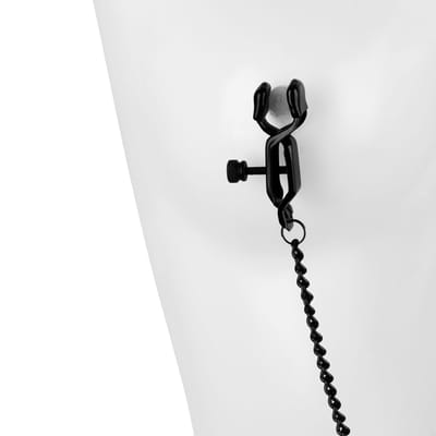 Rimba Bondage Play - Verstelbare Tepelklemmen Met Aandraaischroef En Ketting - Zwart
