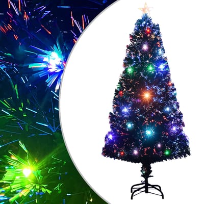 vidaXL - Voorverlichte - kerstboom - met - standaard - en - LED - 120 - cm - glasvezel
