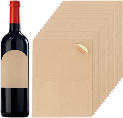 80 Stuks Schrijfbare Curved Wijnfles Stickers - Waterdichte Kraft Labels voor Flessen, Blikken en Verpakking - Perfect voor Bruiloften en Feestjes 11x7.5cm
