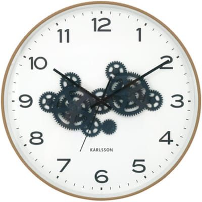 Karlsson - Wandklok Open Gear - Ochre yellow & dark blue- Ø40cm