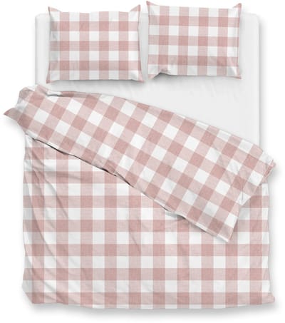 Zohome Dekbedovertrek Quattro-di-Lino - Bedlinnen met Ruiten - 260x220 - Roze - Dekbedhoes van 100% Katoen