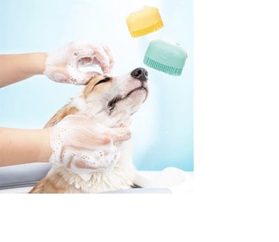 Shampoo borstel hond - Massage borstel - Hond - Kat - Wassen - Shampoo – Massage - Bad - Geel