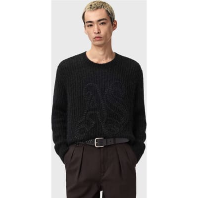 AllSaints Chainy Crew Black Taglia: S | Maglioni a maglia Outlet | Uomo | Nero