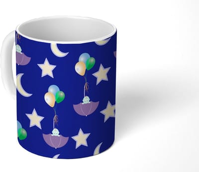 Mok - Koffiemok - Sterren - Patronen - Paraplu - Geboorte - Mokken - 350 ML - Beker - Koffiemokken - Theemok