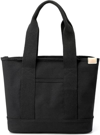 Zwarte Canvas Schoudertas Met Grote Capaciteit | Casual Handtas Voor Dames · Opbergontwerp Met Meerdere Compartimenten · Lichtgewicht, Duurzame Boodschappentas · Dubbel Gebruik Voor Woon-werkverkeer En Reizen
