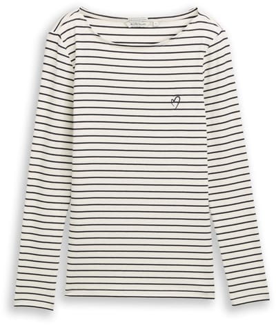 Tom Tailor - Shirt met lange mouwen en streepmotief - Maat XXL - navy offwhite stripe