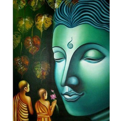 Peinture diamant 5d à faire soi-même, bouddha, perceuse complète, mosaïque, point de croix, broderie diamant 20X30CM blue