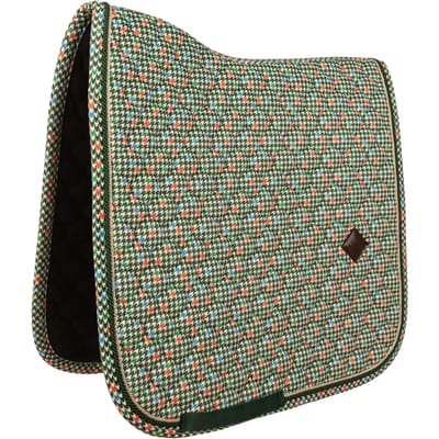 Kentucky Horsewear - Zadeldoek velvet horse pied de poule donkergroen colorfull jumping