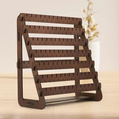 Boîte de rangement pour boucles d'oreilles Style rustique Boîte de rangement en bois pour bijoux Support pour boucles d'oreilles Bracelet Collier Bague marron