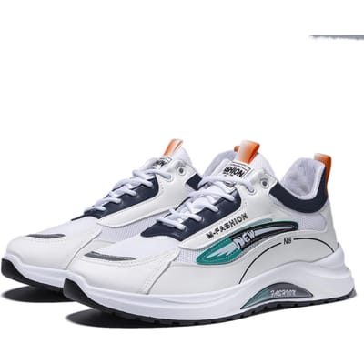Sport Herenschoenen Nieuw Laag Uitgesneden Netstof Casual Schoenen Studenten Koreaanse Stijl Dikke Zool Trendy Draag Sneaker 44 wit
