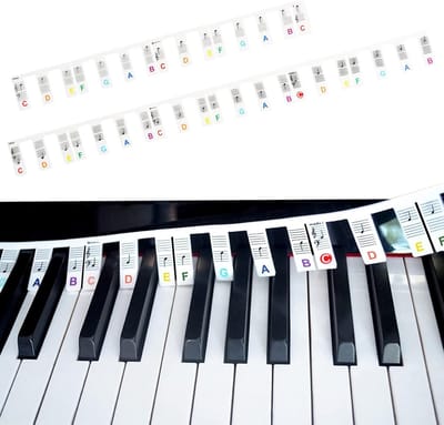 Silicone Piano Keyboard Stickers, Removable Piano Keyboard Note Tables Strips, Luminous 61/88 Key Keyboards, Note Stickers, Piano Note Guide for Kids, Beginners,