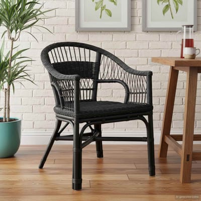 vidaXL Stapelstoel Rattan Zwart 60 x 60 x 81 cm
