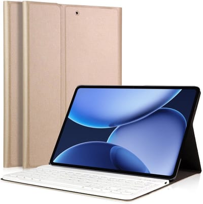 Hoes met toetsenbord geschikt voor Oppo Pad 4 Pro (13.2 inch) - Keyboard Book Case Cover Hoesje Goud