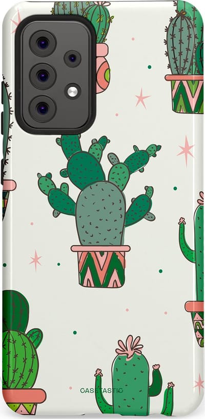 Casetastic Hoesje Geschikt voor Samsung A52 (4G/5G/s) - Stijlvolle Beschermende Duo-layer Case - Zonnige Cactus