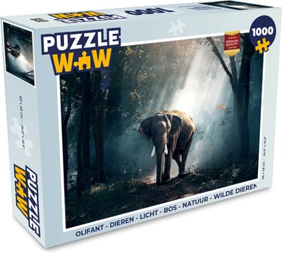 Puzzel Olifant - Dieren - Licht - Bos - Natuur - Wilde dieren - Legpuzzel - Puzzel 1000 stukjes volwassenen