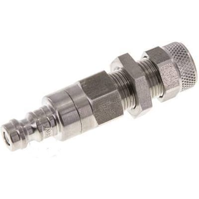 RVS DN 5 Luchtkoppeling Insteeknippel 6x8 mm Push-On Schotkoppeling Double Shut-Off - CLP5-NB-S-SV-6