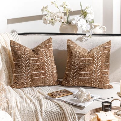 Decoratieve Kussenhoezen - Boho Kussensloop Boerderij - Woonkamer Decoratie - Zachte Chenille - 45 x 45 cm - Bruin
