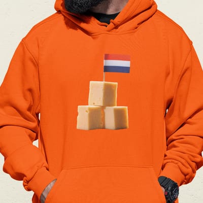 Oranje Koningsdag Hoodie Kaasblokjes - MAAT XS - Feestkleding & Carnavalskleding