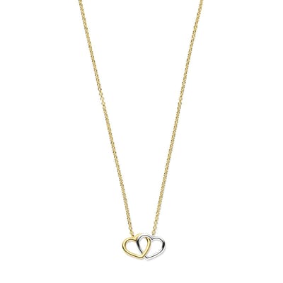 14K bicolor goud geel/wit collier hartjes 41 - 43 - 45 cm 4208939