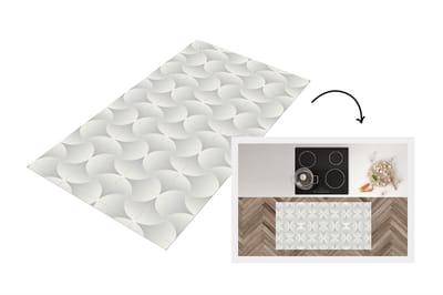 Keukenloper 120x60 cm - Keukenmat vinyl Patronen - Zilver - Retro - Keukenmatten loper - Keuken vloerkleed tapijt
