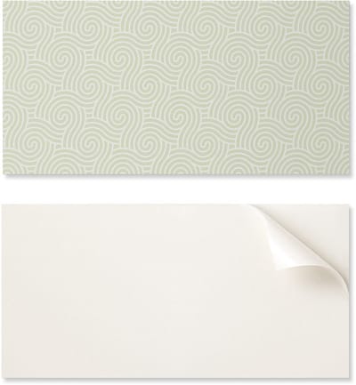 Decoratief vinyl wandpaneel met print van 100x50 cm met een spiraalvormig golvenpatroon.