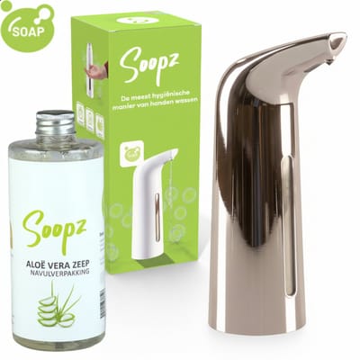 Soopz Automatische Zeepdispenser – Roze – Pink Shine Elegance – Zeeppompje met Bewegingssensor – Met Aloë Vera Zeep