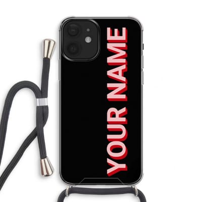 Gepersonaliseerd - Case Company® - Hoesje met koord geschikt voor iPhone 12 mini hoesje met Koord - Namecase - Telefoonhoesje met Zwart Koord - Extra Bescherming aan alle Kanten en Over de Schermrand
