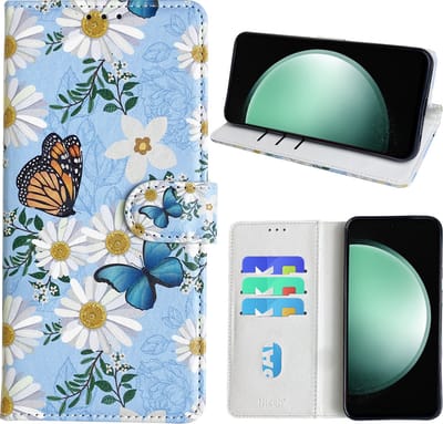 Hoesje geschikt voor Samsung Galaxy S23 FE Bookcase met Bloemen vlinder print