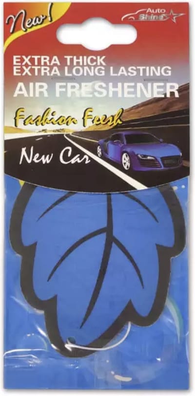 Luchtverfrisser 'nieuwe auto geur' - vorm van blaadje - extra lang geurig - blauw - ixen