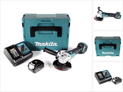 Makita DGA 511 RT1J accu haakse slijper 18V 125mm borstelloos + 1x oplaadbare accu 5.0Ah + lader + Makpac