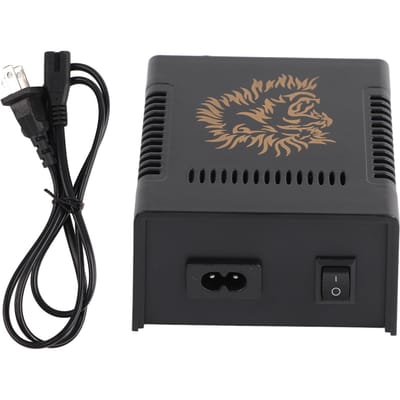 Alimentation Tatouage Tête de Lion Professionnelle Ensemble Transformateur de Tatouage Noir pour Machine à Tatouer US PLUG