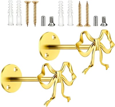 Gordijnhouders Set - Metalen Bevestiging - Gordijnen Stijlvol Houden - Strik Vorm Design - 2 Stuks - Goud