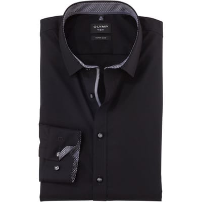 OLYMP No. 6 Six super slim fit overhemd - popeline - zwart - Strijkvriendelijk - Boordmaat: 39