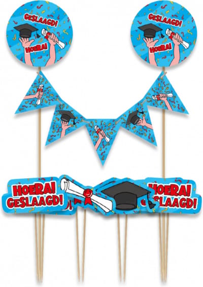 Paperdreams - Taartdecoratie set Geslaagd - 9 stuks