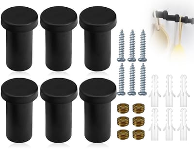 Dailygoods- Handdoekhaken 6 stuks - Metalen Kledinghaken - Wandhaken met Schroeven - Roestvrij Staal - Modern Zwart Ontwerp - Duurzaam en Roestbestendig