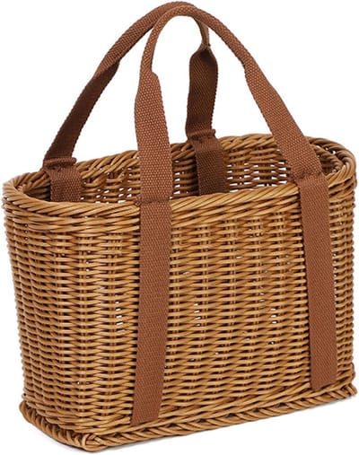 Gevlochten Mand - Handgemaakte Tas - Boodschappen Doen - Handgeweven Design - 29 x 15 x 20 cm - Bruin