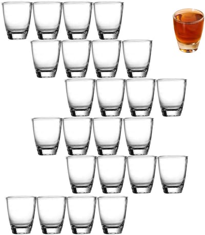 Dailygoods- Borrelglas 24 stuks - Helderglas - Vaatwasmachinebestendig - 35 ml - Moderne gebogen vorm - Ideaal voor feesten - Shotglas