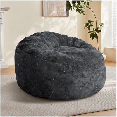 HAUSS SPOLE Zitzakstoel Met Hoge Rugleuning - Volledige Lichaamscontour Voor Ontspannen Loungen - Voor Woonkamer En Slaapkamer - Flanel Zwart