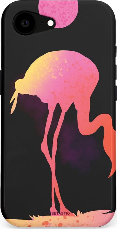 Casetastic Hoesje Geschikt voor Apple iPhone 16e Magsafe - Stijlvolle Beschermende Duo-layer Case - Silhouet Flamingo