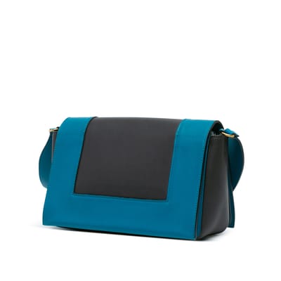 Ava Tas Teal Zwart Leer