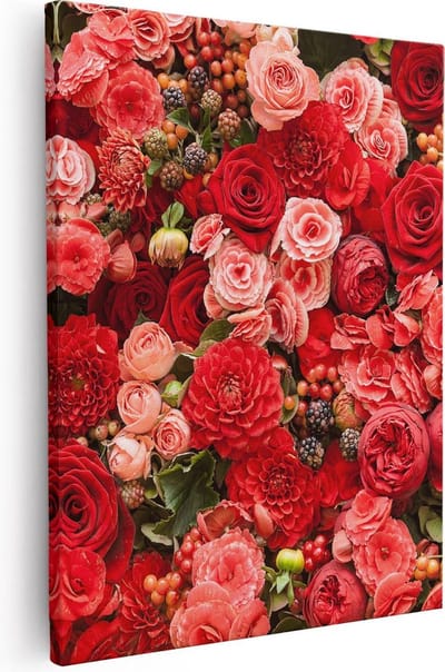 Artaza Canvas Schilderij Rozen - 40x50 cm - Muurdecoratie Bloemen - Wanddecoratie Woonkamer - Schilderijen Op Canvas