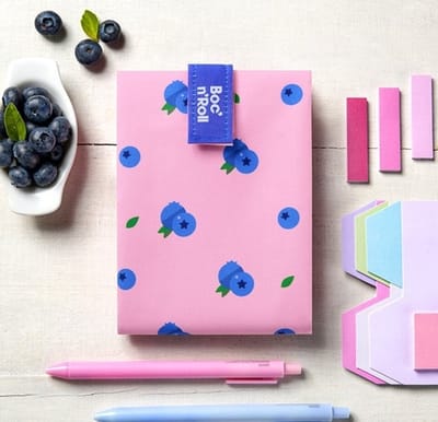 Boc'n'Roll Blueberry - Herbruikbaar Boterhamzakje en Snackverpakking - Sluiting met klittenband - BPA-vrij - Waterdichte binnenlaag - Wasbaar tot 60°C