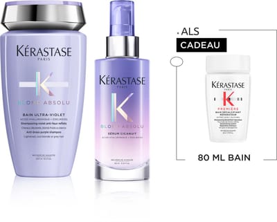 Kérastase Blond Absolu Duo + Cadeau - Zilvershampoo voor Blond Haar 250ml & Sérum Cicanuit Intens hydraterend Nachtserum 90ml + Première Shampoo 80ml Cadeau