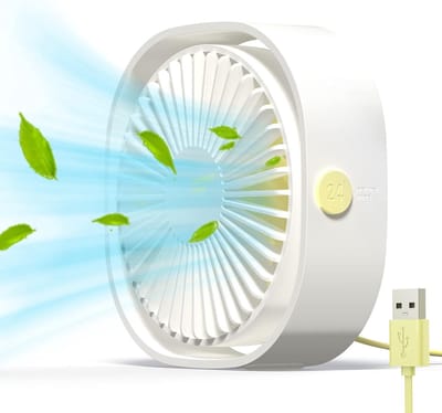 VHV - Tafelventilator - USB mini ventilator - stille bureauventilator 3 standen 360° verstelbaar - voor kantoor, slaapkamer, thuiswerkplek en reizen