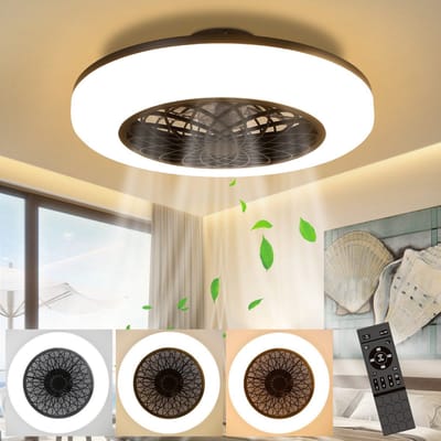 NETTLIFE Plafondventilator met verlichting - zwart - LED 61W - 49.5CM - CCT dimbaar - ventilator met afstandsbediening - moderne - keuken | eetkamer | woonkamer | slaapkamer