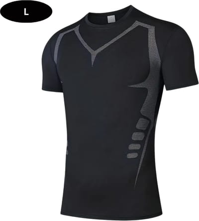 Livano Sportshirt Heren - Sport - Fitness - Compressie Shirt - Corrigerend Hemd - Sportkleding - Mannen - Zwart - L