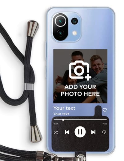 Gepersonaliseerd - Case Company® - Hoesje met koord geschikt voor Xiaomi Mi 11 Lite hoesje met Koord - Music Player - Telefoonhoesje met Zwart Koord - Bescherming aan alle Kanten en Over de Schermrand