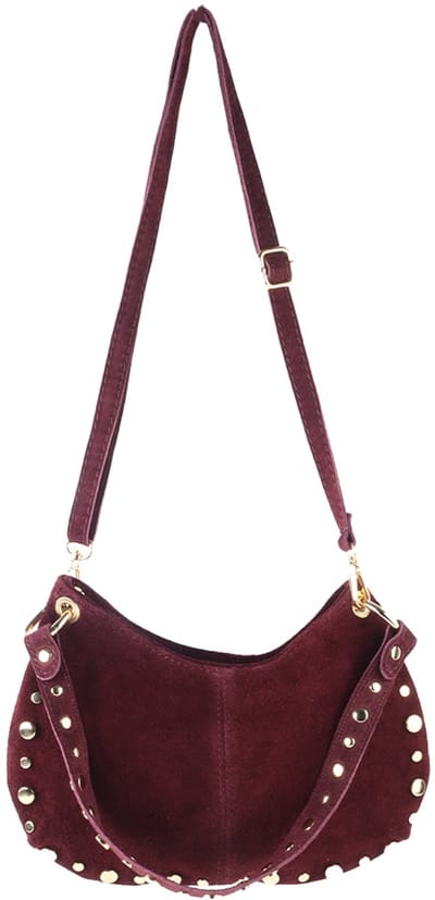 Giuliano Lederen Suede Schoudertas Ysoria - Dames- Made in Italy - Bordeaux