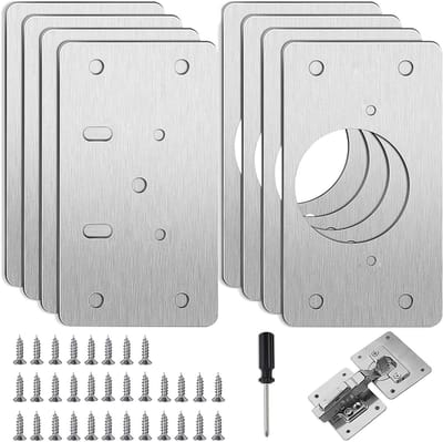 Hinge Repair Kit voor Kasten, 8-delige Set van Roestvrijstalen Scharnieren voor Meubels, Lades en Ramen, 9 x 5 cm